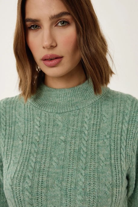 Kurze Ärmel Halb Stehkragen Haarglanz Strickpullover - Image 4