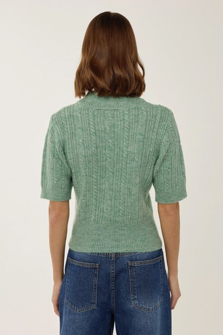 Kurze Ärmel Halb Stehkragen Haarglanz Strickpullover - Image 5