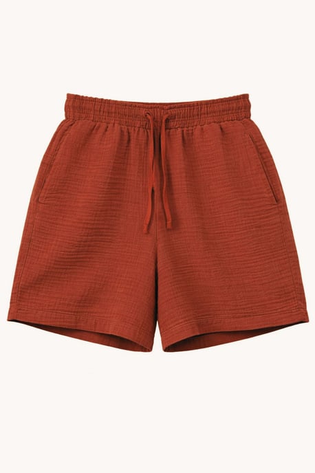 Hochtaillierte Strukturierte Baumwollshorts - Image 1