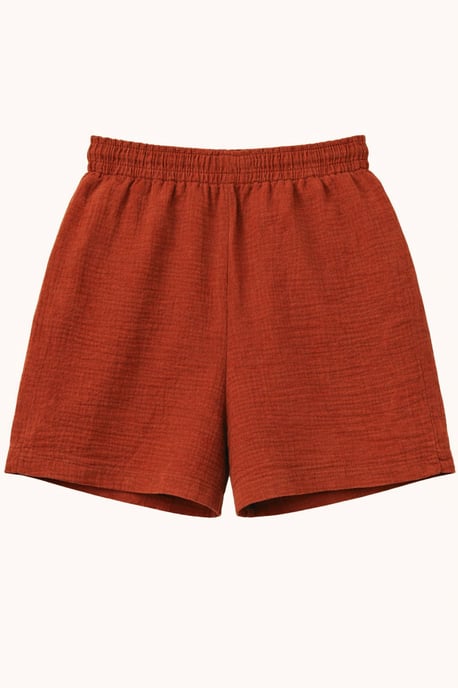 Hochtaillierte Strukturierte Baumwollshorts - Image 2