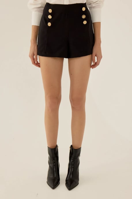 Schwarze Shorts mit goldenen Knopfdetails - Image 3