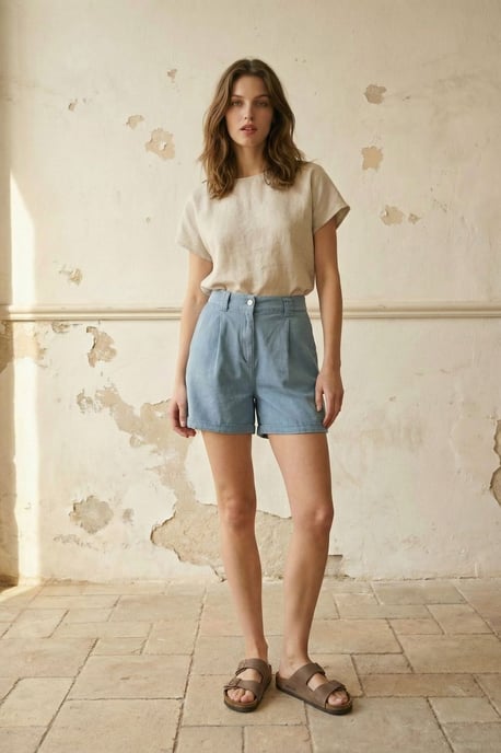 Hoch taillierte, weit geschnittene Shorts - Image 3