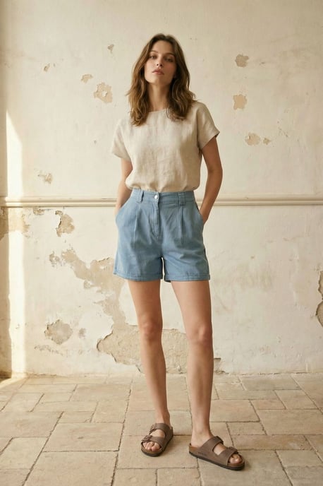 Hoch taillierte, weit geschnittene Shorts - Image 4