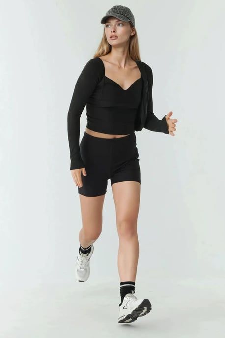 Hochtaillierte elastische Biker-Leggings - Image 3