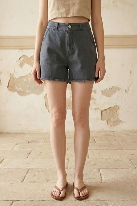 Hochgeschnittene Weite Denim-Shorts - Image 2