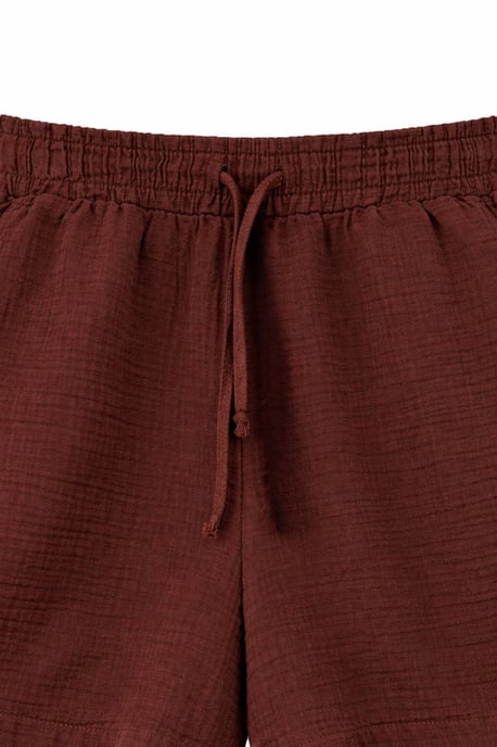 Hochtaillierte strukturierte Baumwollshorts - Image 2