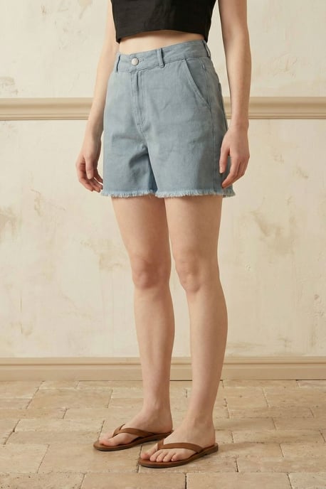 Hoch taillierte weite Jeansshorts - Image 2