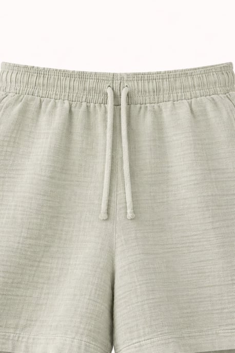Hochtaillierte strukturierte Baumwollshorts - Image 2