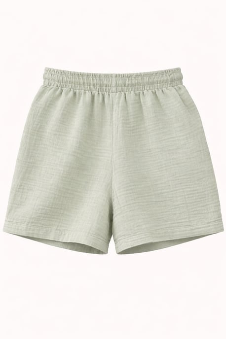 Hochtaillierte strukturierte Baumwollshorts - Image 3