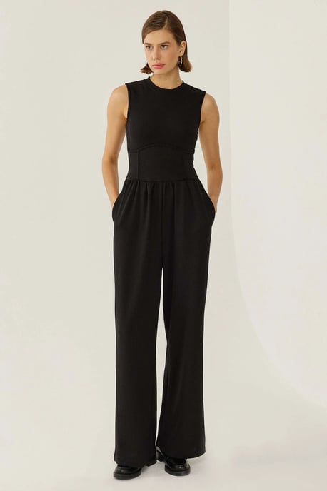 Crew Neck Weiter Beinen Overall - Image 3