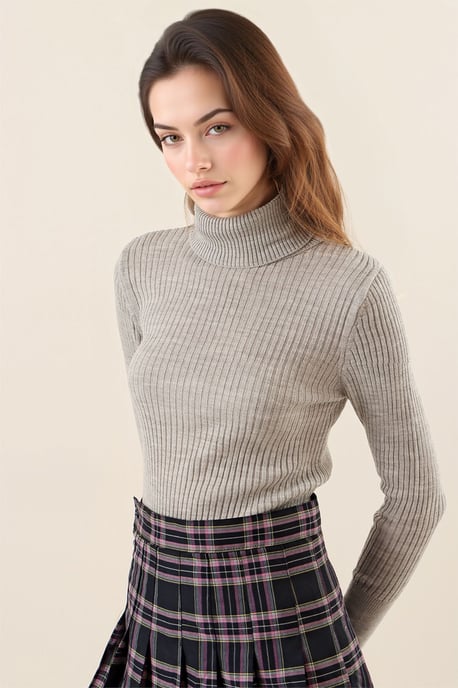 Strickpullover mit Struktur und hochgeschlossenem Kragen - Image 4
