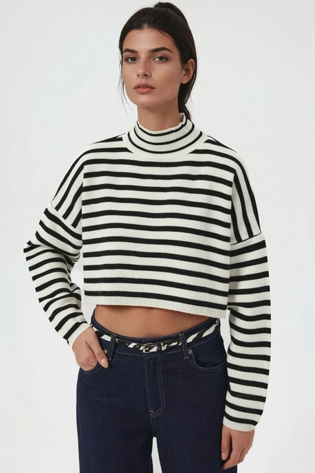 Hochgeschlossener Crop-Pullover - Image 3
