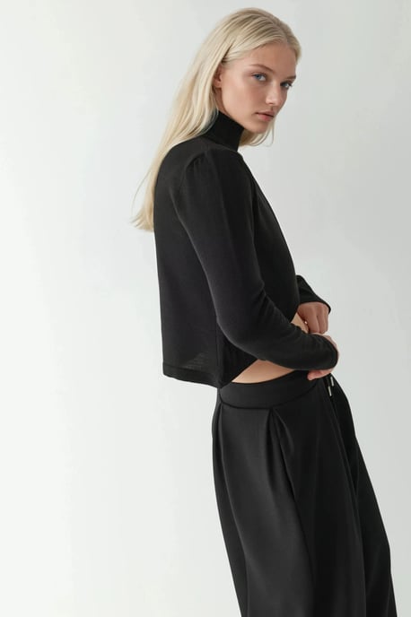 Asymmetrischer Rollkragen Strickpullover - Image 2