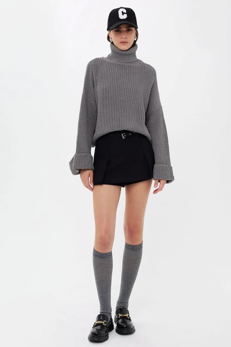 Oversized Hoher Kragen Pullover - Image 1