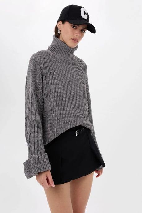 Oversized Hoher Kragen Pullover - Image 2