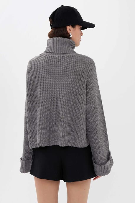 Oversized Hoher Kragen Pullover - Image 4