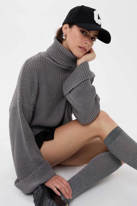 Oversized Hoher Kragen Pullover - Image 5