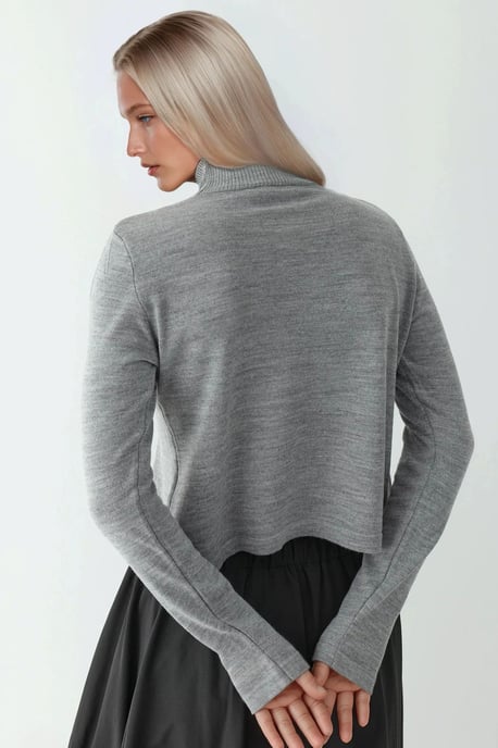 Asymmetrischer Rollkragen Strickpullover - Image 3