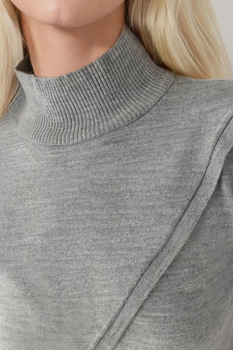 Asymmetrischer Rollkragen Strickpullover - Image 4