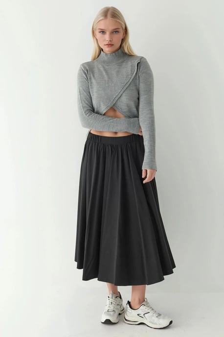 Asymmetrischer Rollkragen Strickpullover - Image 5
