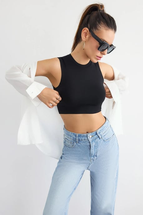 Rundhals ärmelloses Baumwoll-Camisole Top - Image 1
