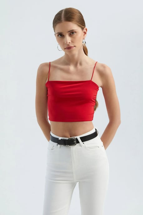 Hiccup Basic Cropped Tanktop - Rot - Image 1
