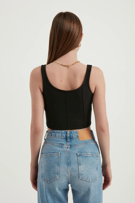 Ausschnitt-Ärmelloses Basic-Crop-Top - Image 6