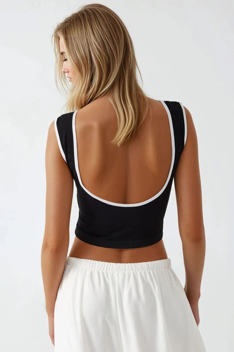 Tailliertes Rundhals-Kontrast-Tanktop - Image 2