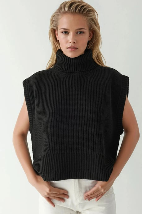 Lässiger Rollkragen-Strickpullunder - Image 2