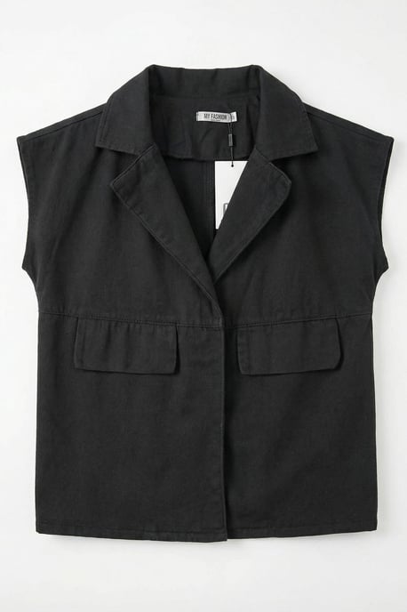 Baumwoll-Weste mit Jacketkragen und Tasche - Image 6