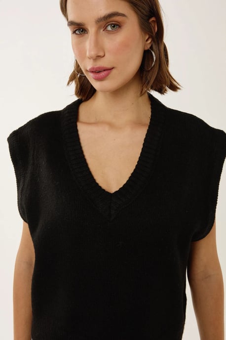 V-Ausschnitt Crop-Pullover Weste - Image 1