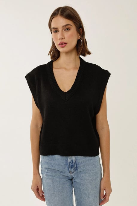 V-Ausschnitt Crop-Pullover Weste - Image 2