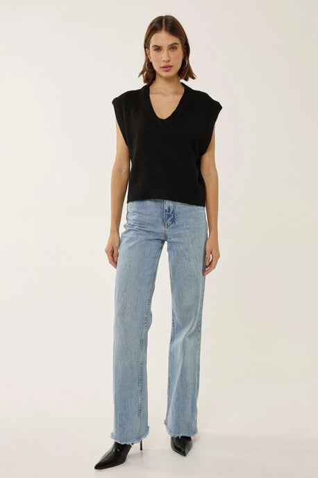V-Ausschnitt Crop-Pullover Weste - Image 3