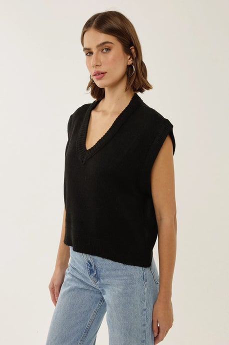 V-Ausschnitt Crop-Pullover Weste - Image 4