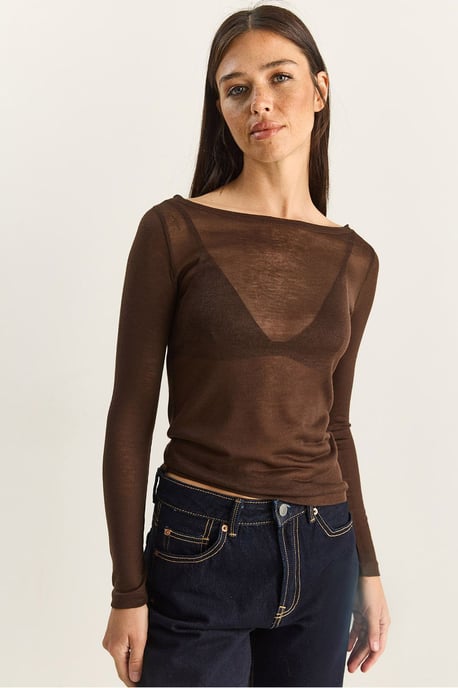 Crew Neck Basic Transparentes Top - Image 1