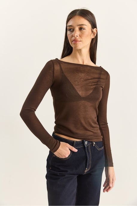 Crew Neck Basic Transparentes Top - Image 2