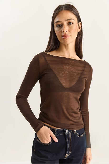Crew Neck Basic Transparentes Top - Image 5