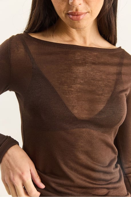Crew Neck Basic Transparentes Top - Image 6
