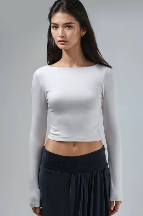 Slim Fit Gekürzte Bluse mit Rückenschlitz - Image 2