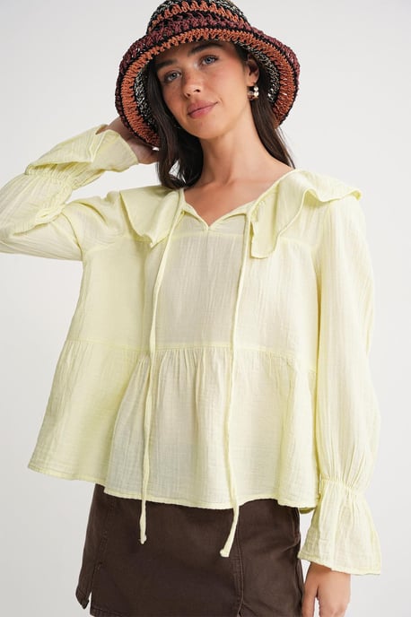 Volantkragenbluse mit Bindegurt - Image 4