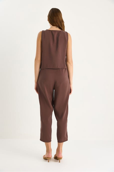 Ärmelloses Crew-Neck-Bluse und Karottenhose Set - Image 6