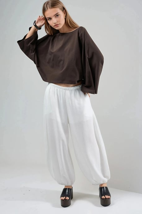 Lockere Passform Boot-Ausschnitt-Bluse - Image 4