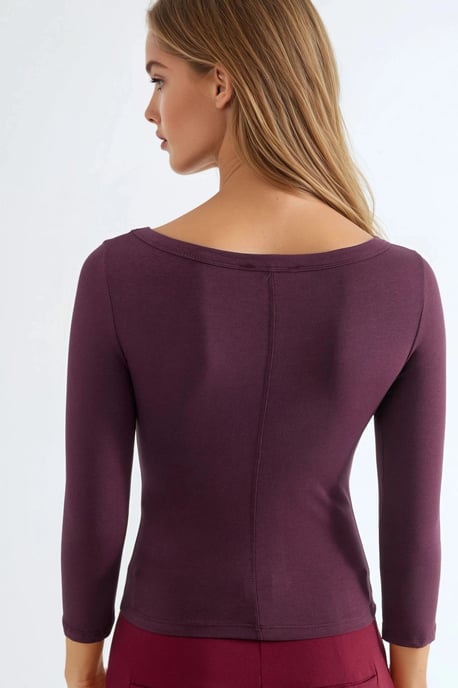 Rippstrickbluse mit Rundhalsausschnitt und langen Ärmeln - Image 3