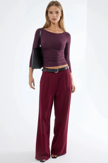 Rippstrickbluse mit Rundhalsausschnitt und langen Ärmeln - Image 4