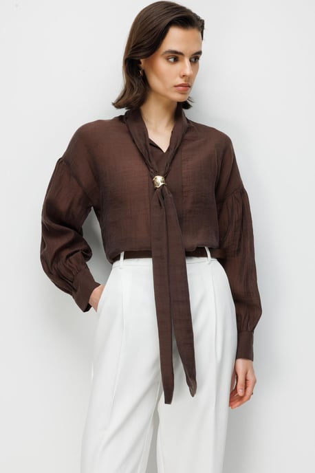 V-Ausschnitt Bluse mit Bindegürtel - Image 2