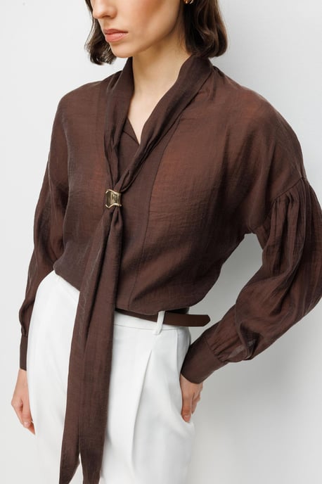 V-Ausschnitt Bluse mit Bindegürtel - Image 4