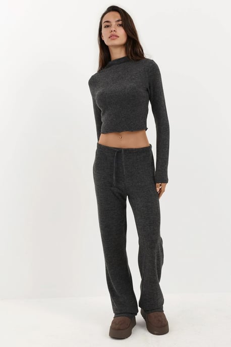 Weiche strukturierte Halb-Turtleneck Cropped-Bluse - Image 5