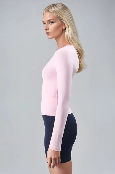 Slim Fit Rundhals Langarmbluse - Image 2