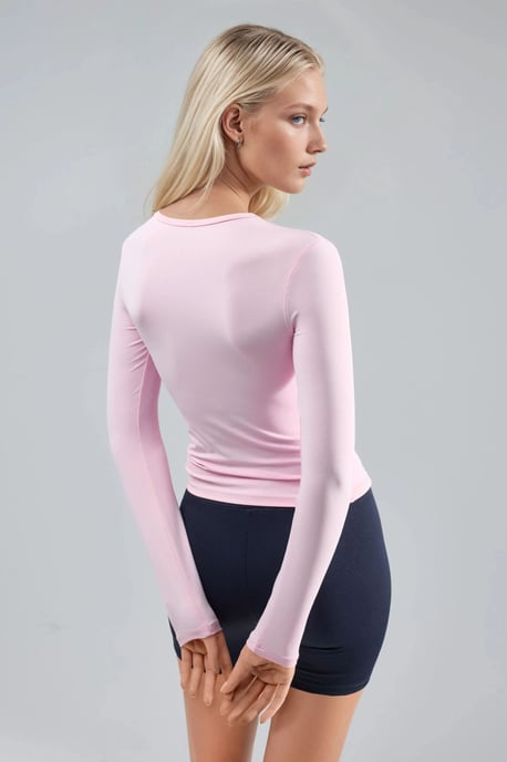 Slim Fit Rundhals Langarmbluse - Image 3