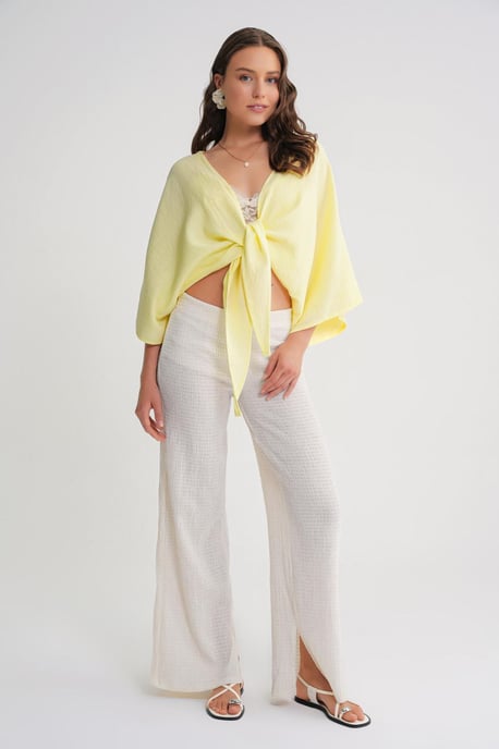 Texturierte V-Ausschnitt Bolero Bluse - Image 2